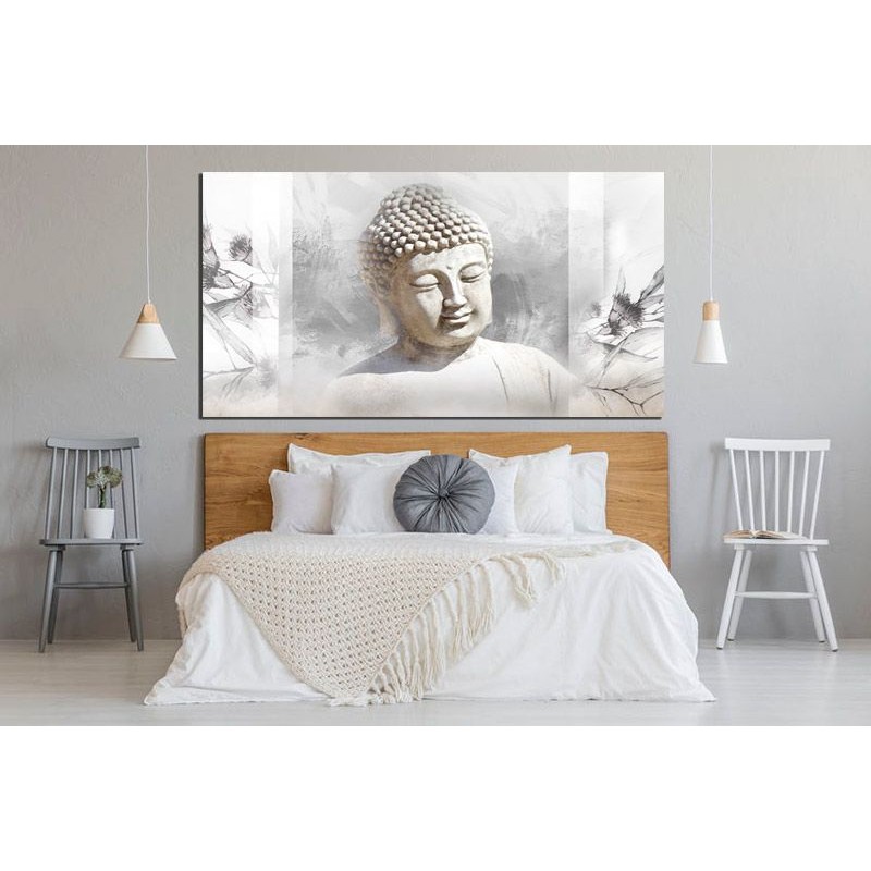 Arte moderno, Buda tonos grises y cremas decoración pared Cuadros Dormitorio elegantes venta online
